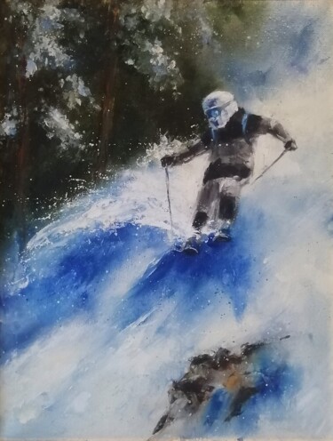 Peinture intitulée "Downhill" par Galina Kolomenskaya, Œuvre d'art originale, Huile