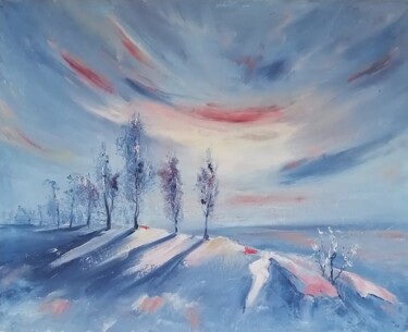 Painting titled "Winter evening" by Galina Kolomenskaya, Original Artwork, Oil