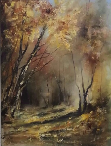 Painting titled "In the park" by Galina Kolomenskaya, Original Artwork, Oil