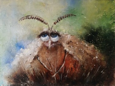 Painting titled "The moth is in shoc…" by Galina Kolomenskaya, Original Artwork, Oil