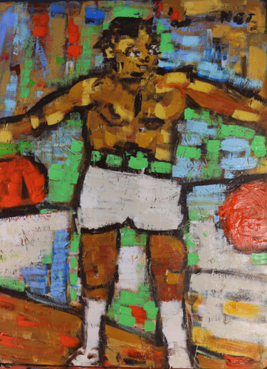 Schilderij getiteld "Champion on the day" door Nos.Ph, Origineel Kunstwerk, Acryl Gemonteerd op Frame voor houten brancard