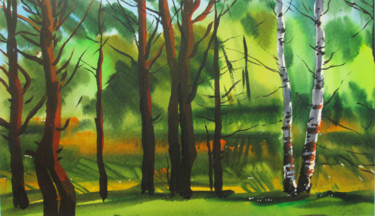 Картина под названием "Лес в Краславе.jpg" - Носов Фёдор, Подлинное произведение искусства, Акварель