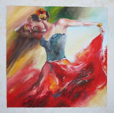 Peinture intitulée "огненное танго 1" par Noss, Œuvre d'art originale, Huile