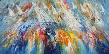 Stormy Sailing Regatta XXL 5 Painting titled "Stormy Sailing Rega…" by Peter Nottrott, Original Art, Acrylic