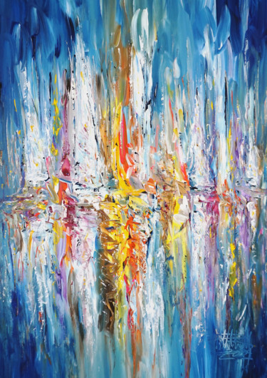 Sail Boat Marina M 1 Peinture intitulée "Sail Boat Marina M 1" par Peter Nottrott, Œuvre d'art originale, Acrylique
