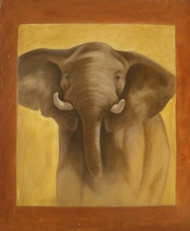 Peinture intitulée "L'éléphant" par Anne Schwartzweber, Œuvre d'art originale, Huile