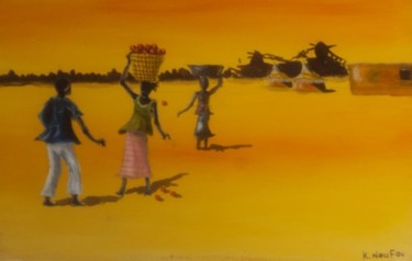 Peinture intitulée "entretien" par Noufou Kabore, Œuvre d'art originale