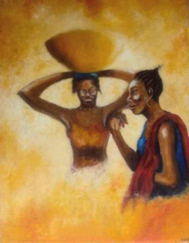 Peinture intitulée "femmes du sahel" par Noufou Kabore, Œuvre d'art originale