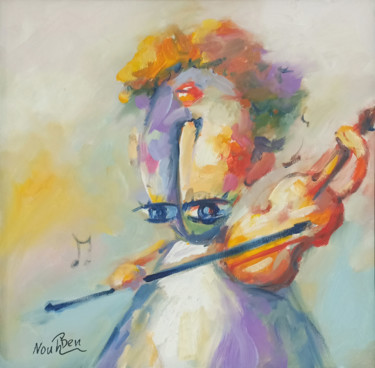 Painting titled "Jeune violoniste" by Nouhaila Benbella, Original Artwork, Acrylic