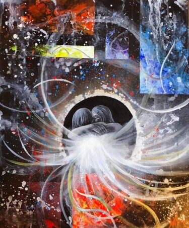 Peinture intitulée "Au delà de l'espace…" par Nour Chebbi, Œuvre d'art originale, Acrylique