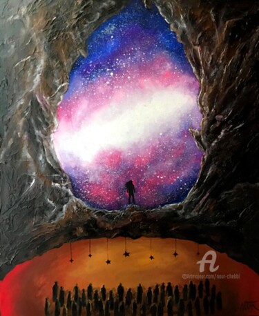 Картина под названием "La caverne de Platon" - Nour Chebbi, Подлинное произведение искусства, Акрил