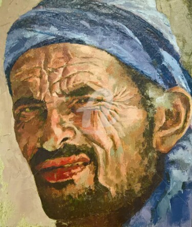 Peinture intitulée "homme-de-desert.jpg" par N.Samak, Œuvre d'art originale