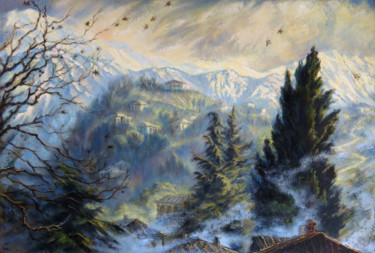 Peinture intitulée "souffle d'hiver" par Marina Ait Si Mamar, Œuvre d'art originale, Huile