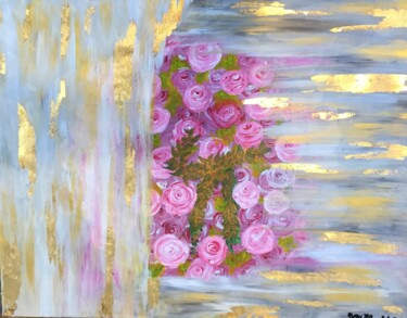 Peinture intitulée "Waterfall on roses" par Noura D.K, Œuvre d'art originale, Acrylique