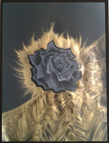 Painting titled "Black rose" by Noura D.K, Original Artwork, Acrylic