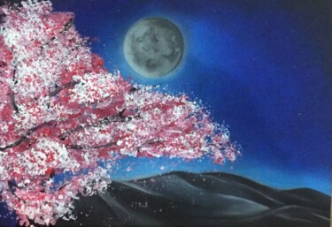 Painting titled "Le cerisier, le dés…" by Noura D.K, Original Artwork, Acrylic