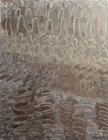 Картина под названием "Cream" - Noura D.K, Подлинное произведение искусства, Акрил Установлен на Деревянная рама для носилок