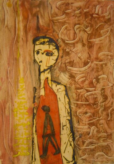 Painting titled "Etranger dans son p…" by Nouredine Saidi, Original Artwork