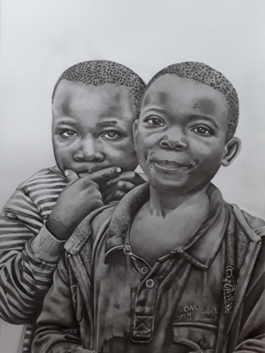 Dessin intitulée "Fraternité" par Nourou Dine Ichola, Œuvre d'art originale, Crayon