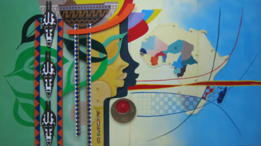 Peinture intitulée "Afrique culture" par Nourou Dine Ichola, Œuvre d'art originale, Acrylique