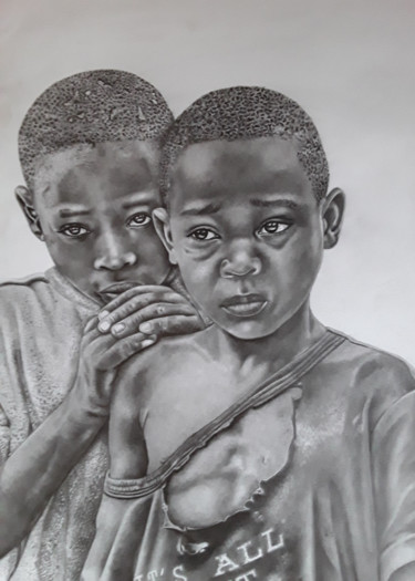 Dessin intitulée "Enfants 07" par Nourou Dine Ichola, Œuvre d'art originale, Crayon