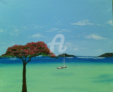Peinture intitulée "belle île maurice" par Fanny R, Œuvre d'art originale, Acrylique