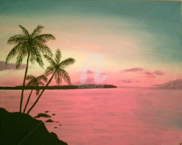 Peinture intitulée "coucher de soleil" par Fanny R, Œuvre d'art originale, Acrylique