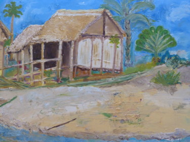 Pintura titulada "maison malgache" por Myriam Nouvel, Obra de arte original, Oleo