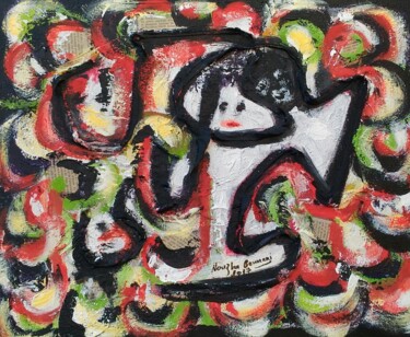 Peinture intitulée "2617 sirène" par Nouzha Bennani, Œuvre d'art originale, Acrylique