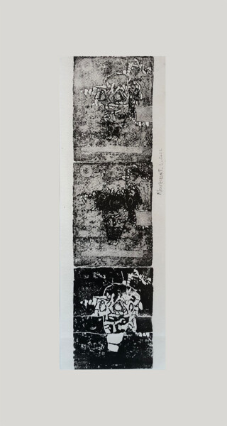 Prenten & gravures getiteld "en têtes 2" door Laurence Nouzillat, Origineel Kunstwerk, Gravure Gemonteerd op Andere stijve p…