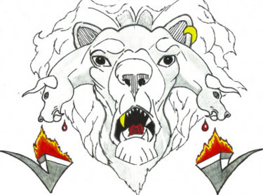 Drawing titled "Dogfaced Lion" by Nova B, Original Artwork, Other