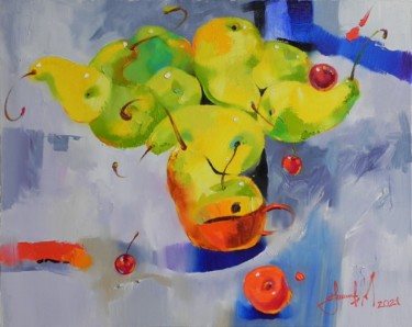 Painting titled ""Pear bouquet" Abst…" by Novikovartfamily, Original Artwork, Oil