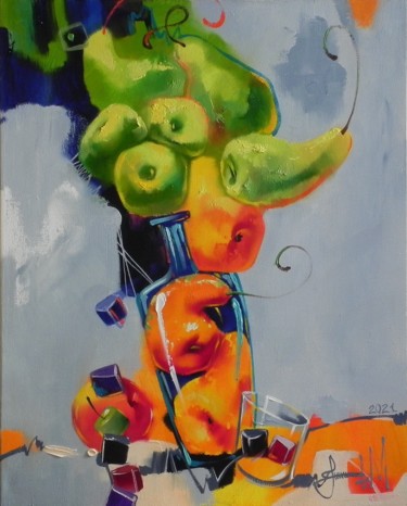 Painting titled ""Fruit Mix" Abstrac…" by Novikovartfamily, Original Artwork, Oil