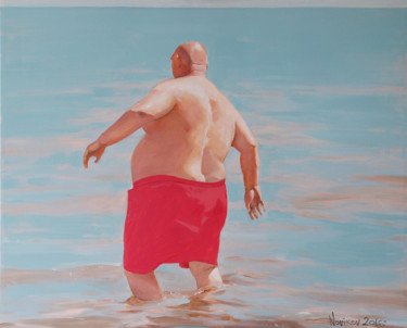 Painting titled "Swim" by Andrey Novikov, Original Artwork, Oil