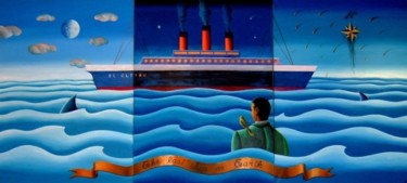 Painting titled "Last Ship on Earth" by Marcelo Novo, Original Artwork, Acrylic
