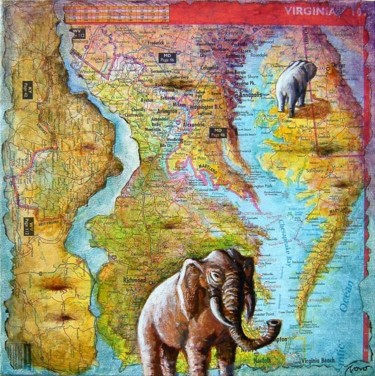 Schilderij getiteld "VIRGINIA'S ELEPHANTS" door Marcelo Novo, Origineel Kunstwerk, Anders