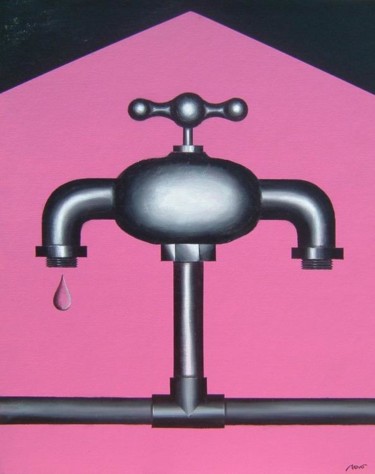 Painting titled "DOUBLE FAUCET" by Marcelo Novo, Original Artwork, Oil