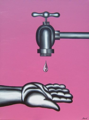 Painting titled "DROP" by Marcelo Novo, Original Artwork, Oil