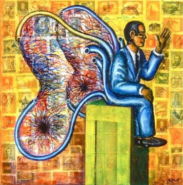 Painting titled "HOLA! MAN" by Marcelo Novo, Original Artwork