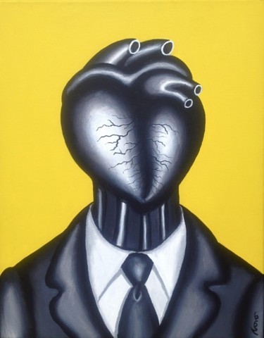 Schilderij getiteld "HEART HEAD" door Marcelo Novo, Origineel Kunstwerk, Olie
