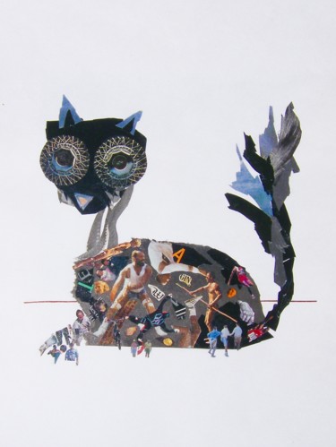 Collagen mit dem Titel "GATO" von Marcelo Novo, Original-Kunstwerk