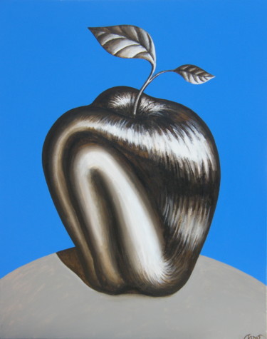 Painting titled "APPLE MAN" by Marcelo Novo, Original Artwork, Acrylic
