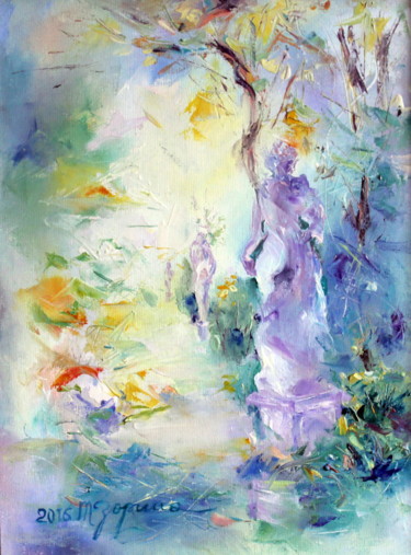 Картина под названием "Summer garden" - Tatyana Zorina, Подлинное произведение искусства, Масло