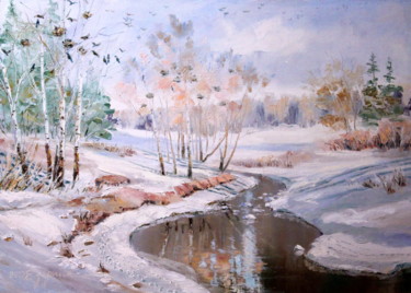 Pittura intitolato "Snow melts. Elena Z…" da Tatyana Zorina, Opera d'arte originale, Olio