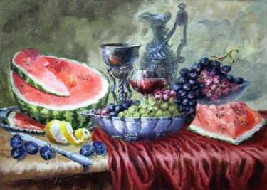 Peinture intitulée "Still life with plu…" par Tatyana Zorina, Œuvre d'art originale, Huile