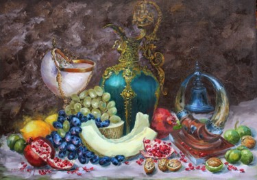 Painting titled "Still life with wal…" by Tatyana Zorina, Original Artwork, Oil