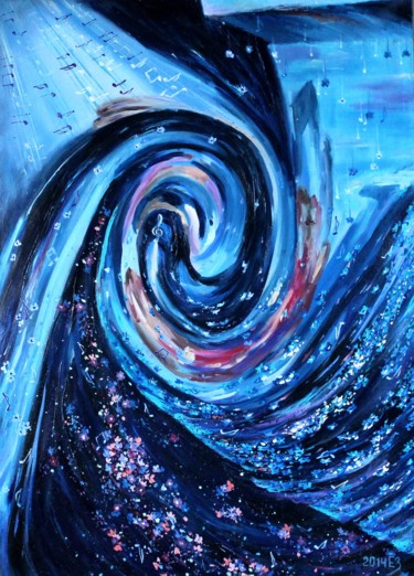 Картина под названием "Space and music. El…" - Tatyana Zorina, Подлинное произведение искусства, Масло