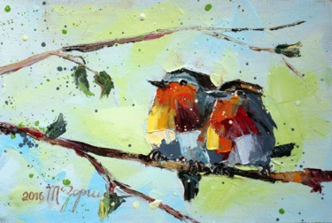 Картина под названием "Birds of paradise" - Tatyana Zorina, Подлинное произведение искусства, Масло