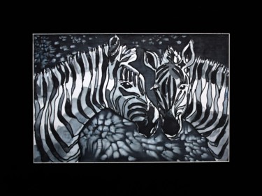 Картина под названием "Zebras" - Tatyana Zorina, Подлинное произведение искусства, Чернила