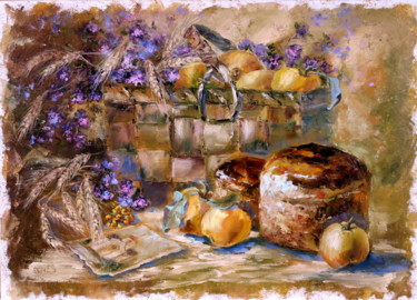 Peinture intitulée "The smell of bread…" par Tatyana Zorina, Œuvre d'art originale, Huile